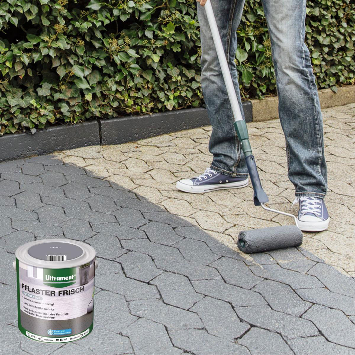 Ultrament Betonlasur Pflaster Frisch grau 2,5 L für ca 15 m²