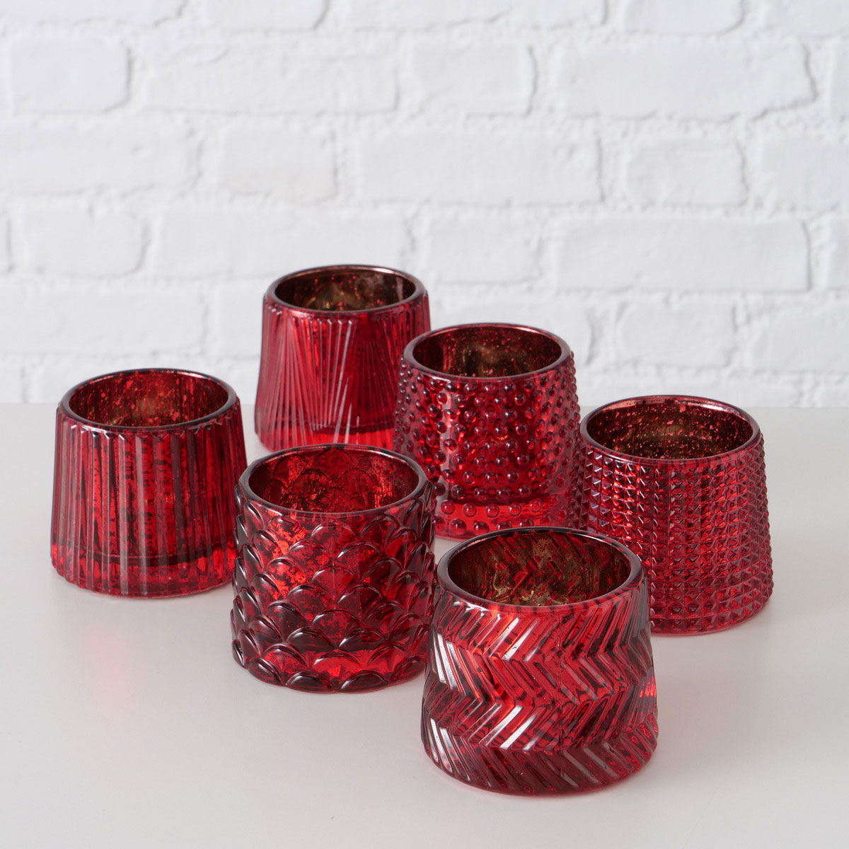 Teelichthalter Sabena Rund 8 x 8 x 87 cm rot Glas