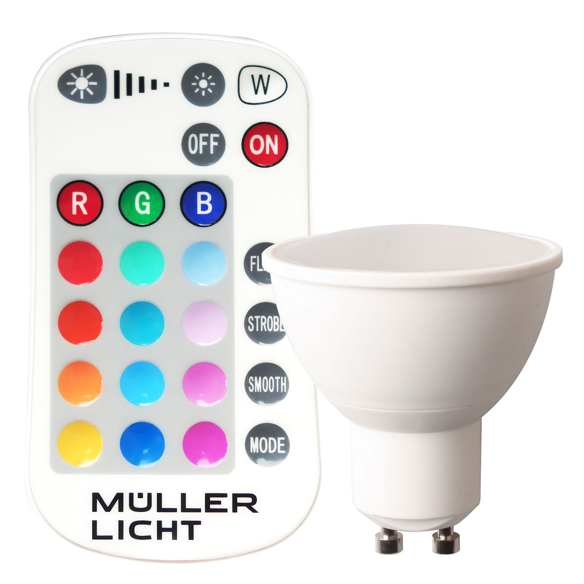 Müller Licht LED-Leuchtmittel GU10 5W mehrfarbig mit Fernbedienung Bild 1