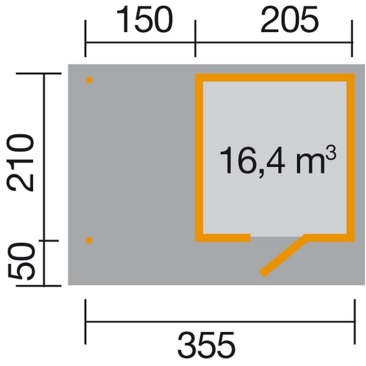 Weka Designhaus Line 172 A mit Anbau 150 cm 399 x 284 x 226 cm grau Bild 2