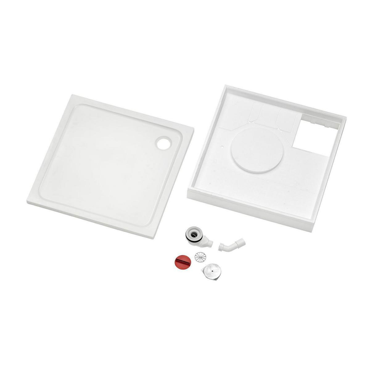 Ottofond Komplettset Duschwanne quadratisch 80 x 80 cm weiß mit Träger und Ablaufgarnitur Bild 2