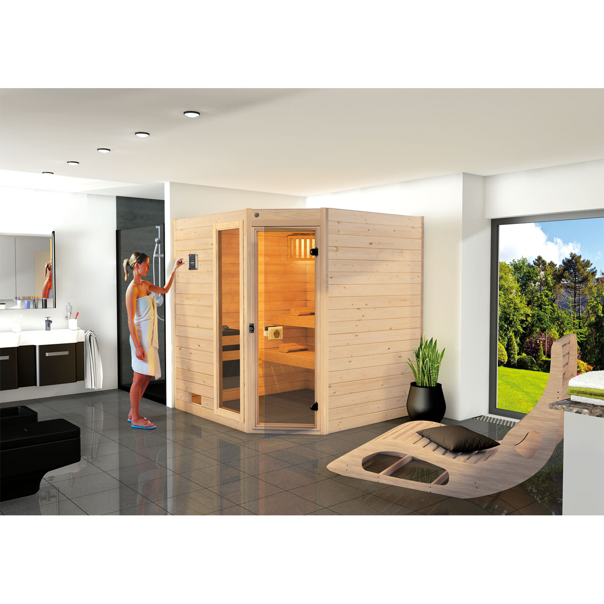 Weka Massivholzsauna „Valida Eck 2“, GTF Bild 2