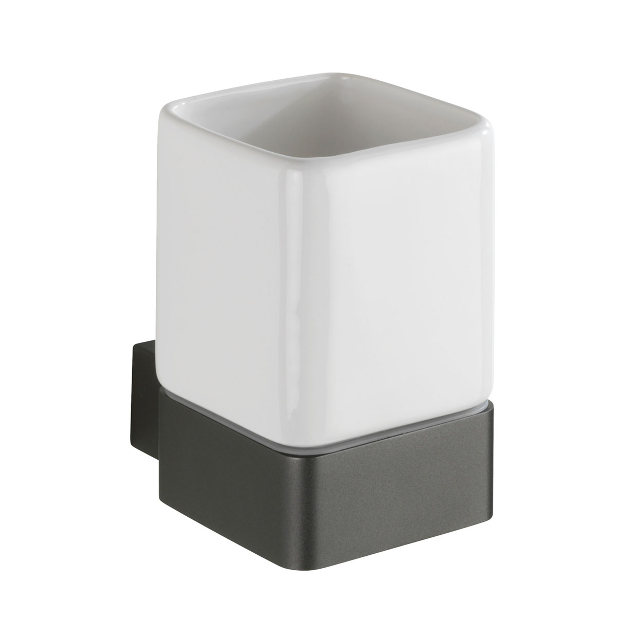 Wenko  Zahnputzbecher Montella Aluminium und Keramik Wandmontage Bild 1