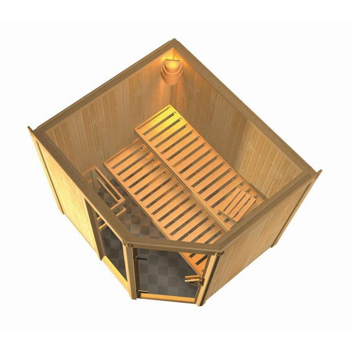 Karibu Systemsauna Fiona 2 68 mm 9 kW Ofen integr Strg ohne Dachkranz Bild 4