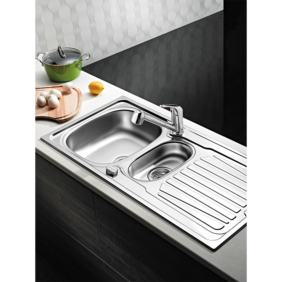 Pyramis  Edelstahl-Einbauspüle Sparta 100 x 50 cm 1 1/2B 1D Edelstahl glatt Bild 3