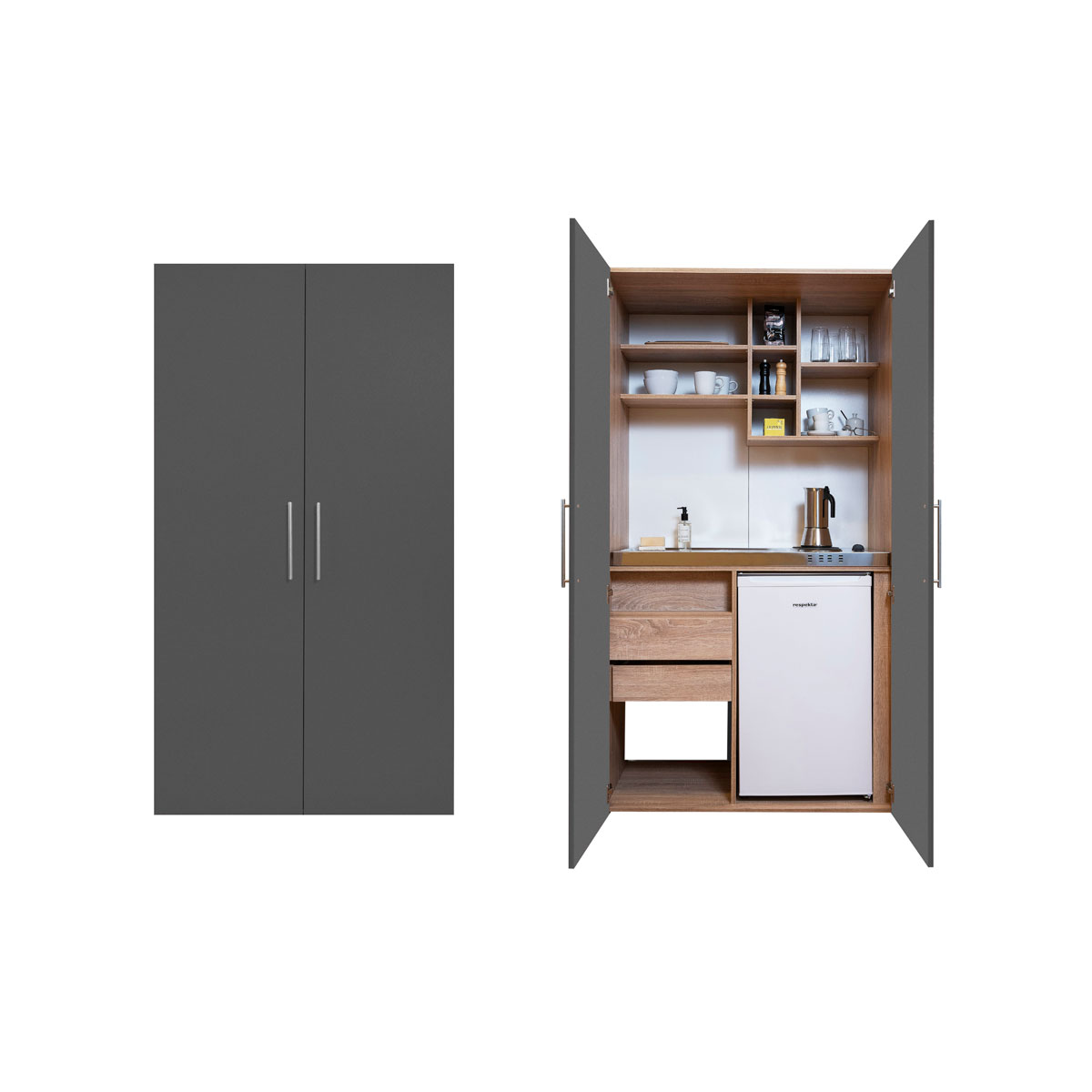 Schrankkueche Eiche saegerau grau SKESG Bild 1