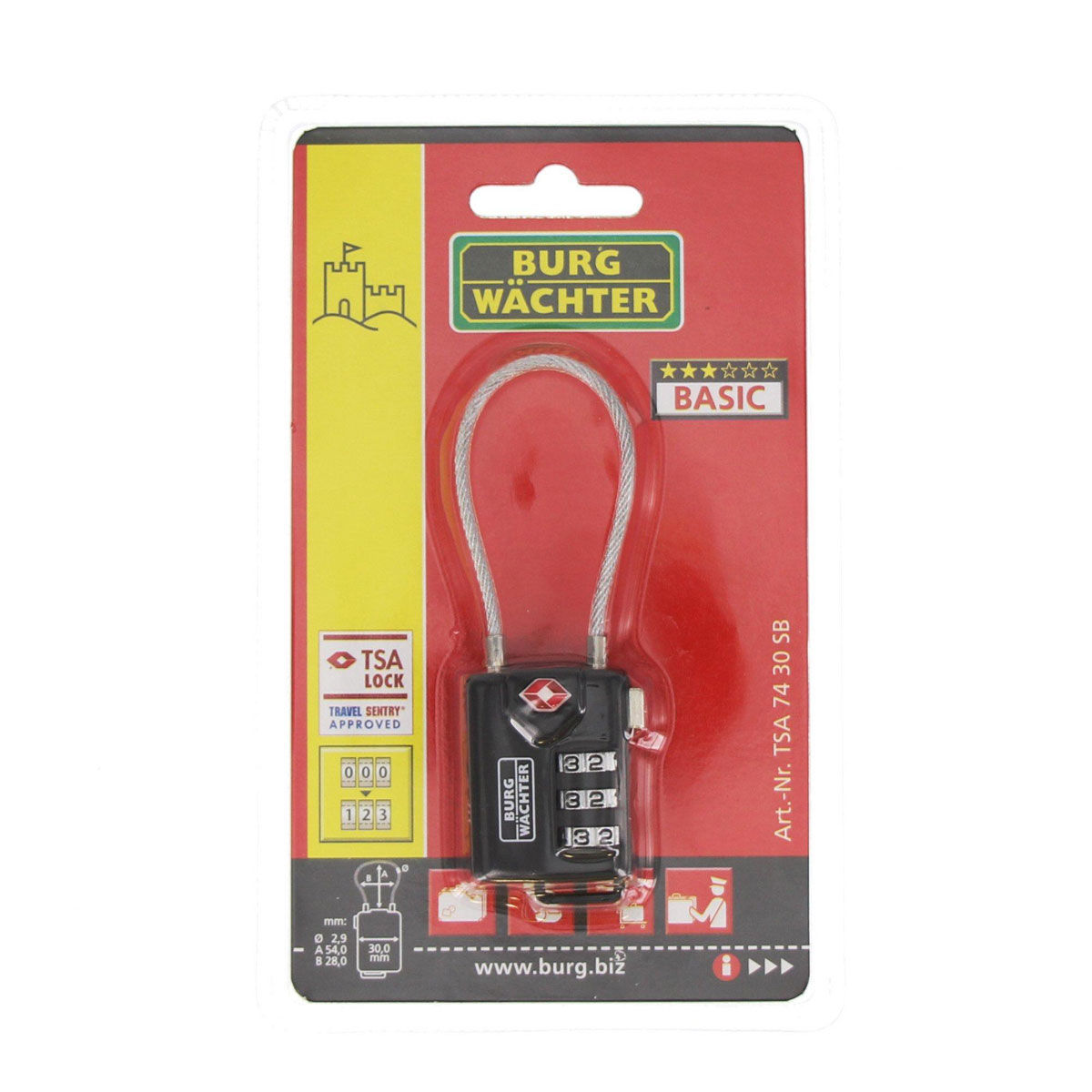 Burg Wächter Zahlenschloss TSA 74 30 32,8 x 99,4 x 13,8 cm schwarz