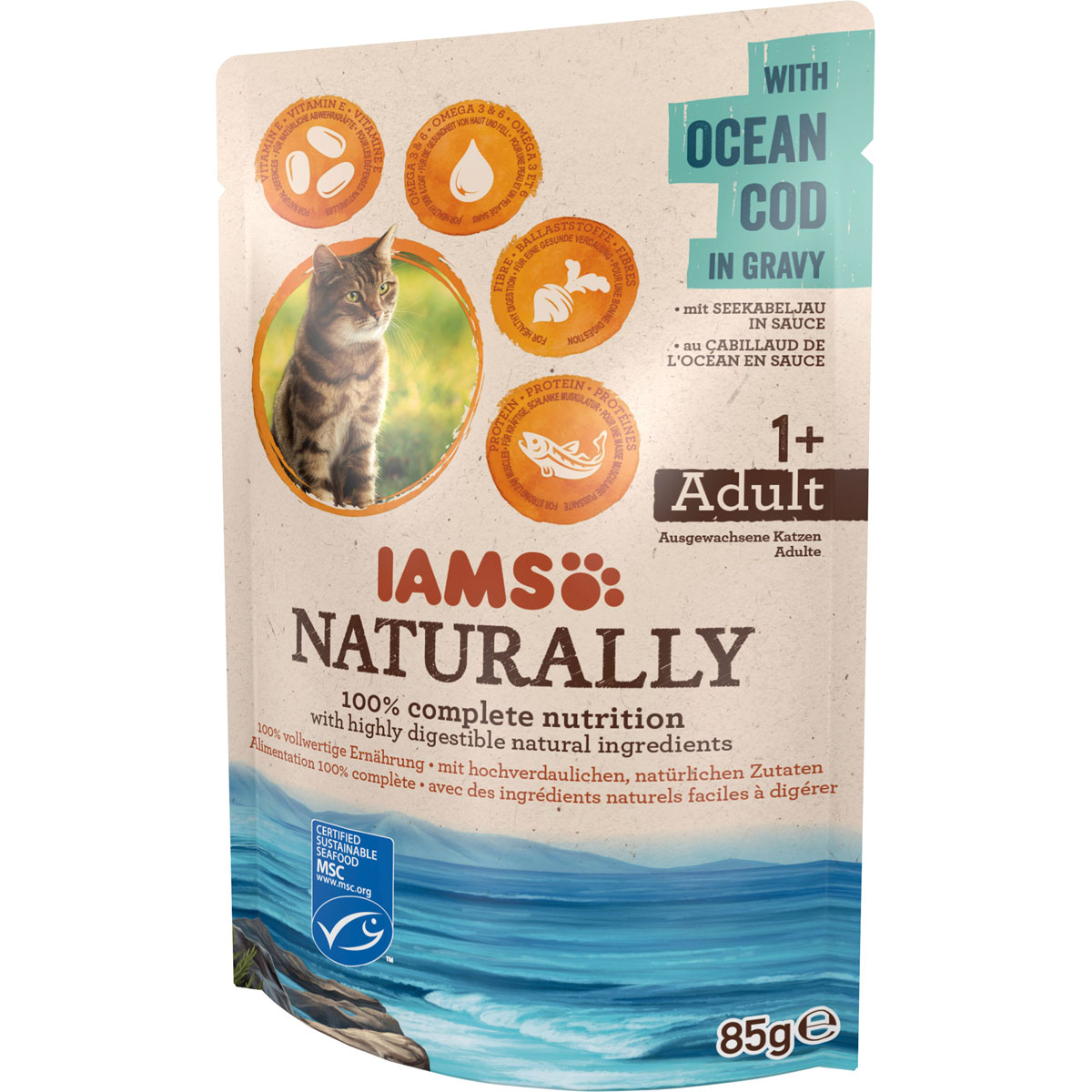 IAMS Nassfutter Naturally Katze Erwachsen Kabeljau 85 g Bild 1