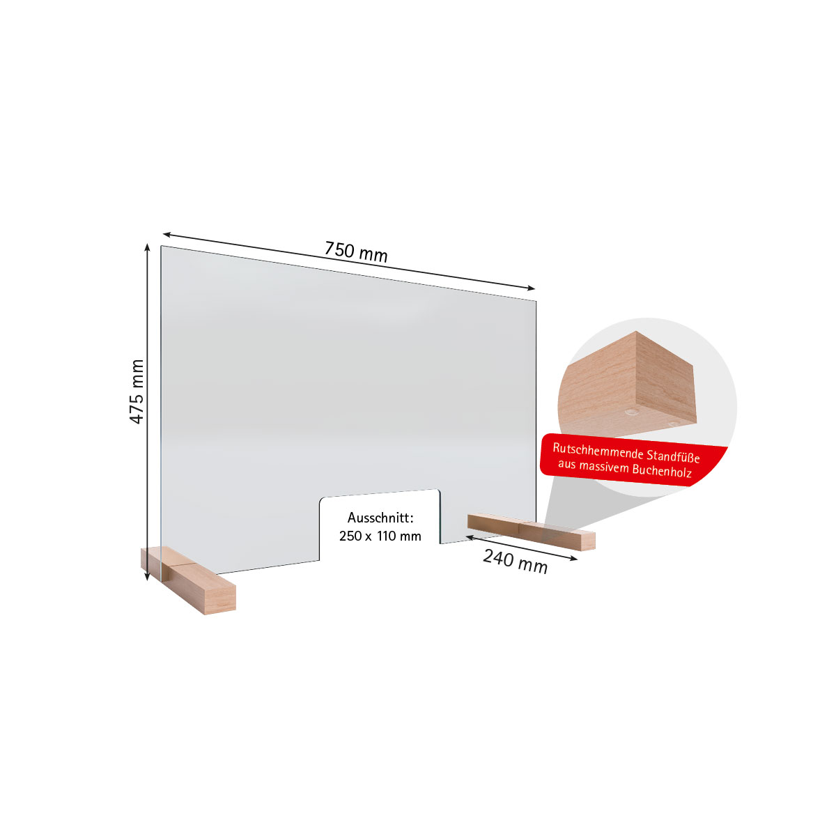 Schulte Hygieneschutz mit Durchreiche 75 x 47,5 cm Bild 5