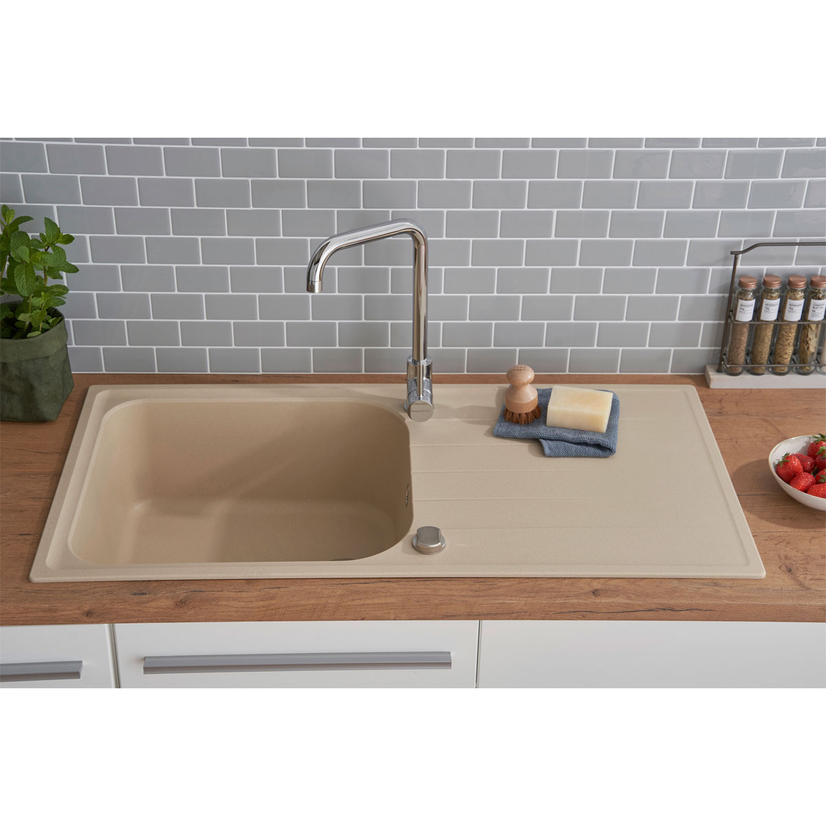 Respekta Spüle beige 100 cm Massivgranit Bild 3