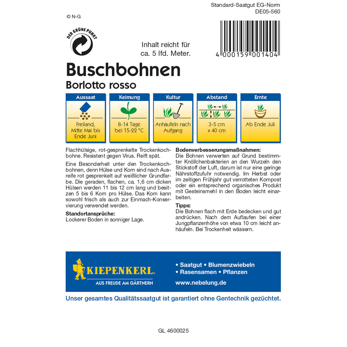 Kiepenkerl Buschbohnen Borlotto Rosso Bild 2