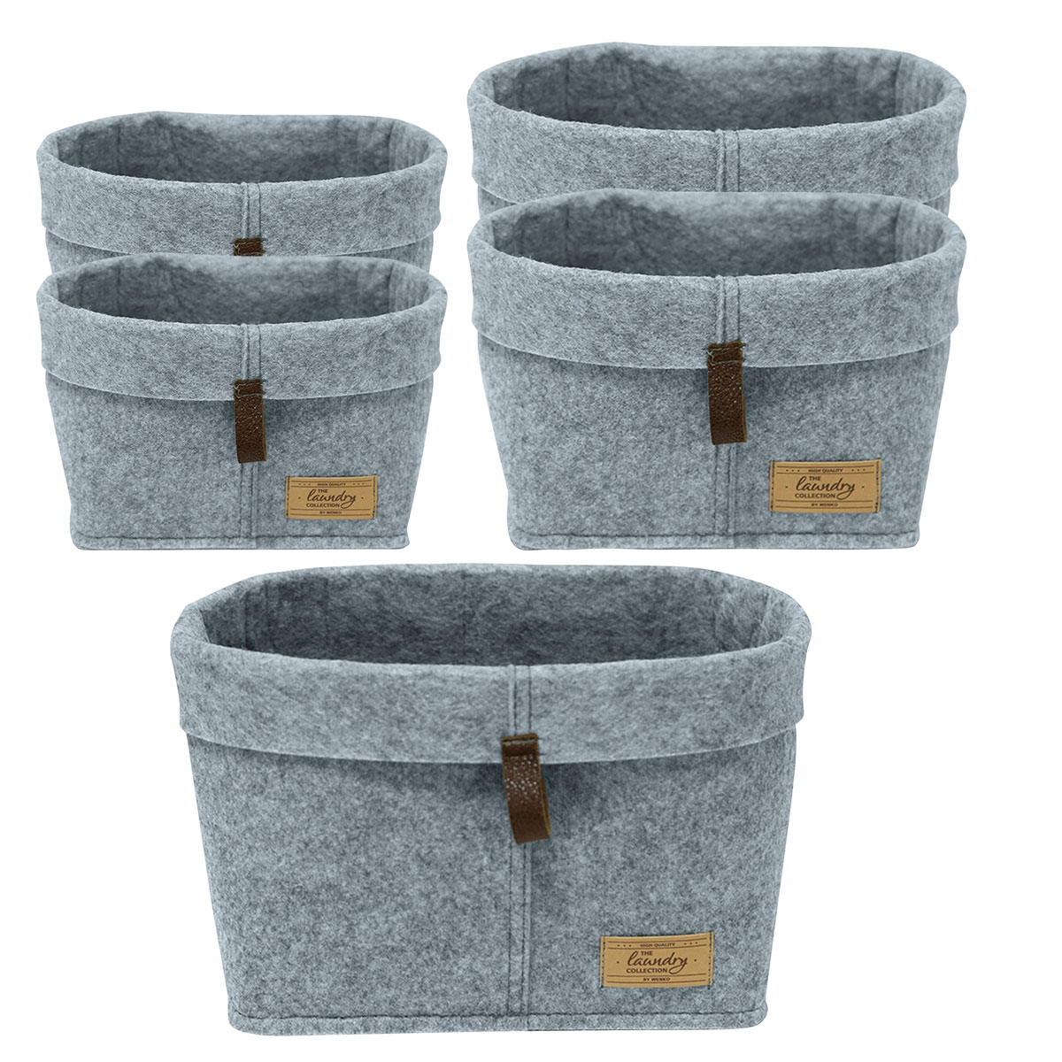 Wenko  Filz-Korb Feli 5er Set Aufbewahrungskörbe in 3 verschiedenen Größen