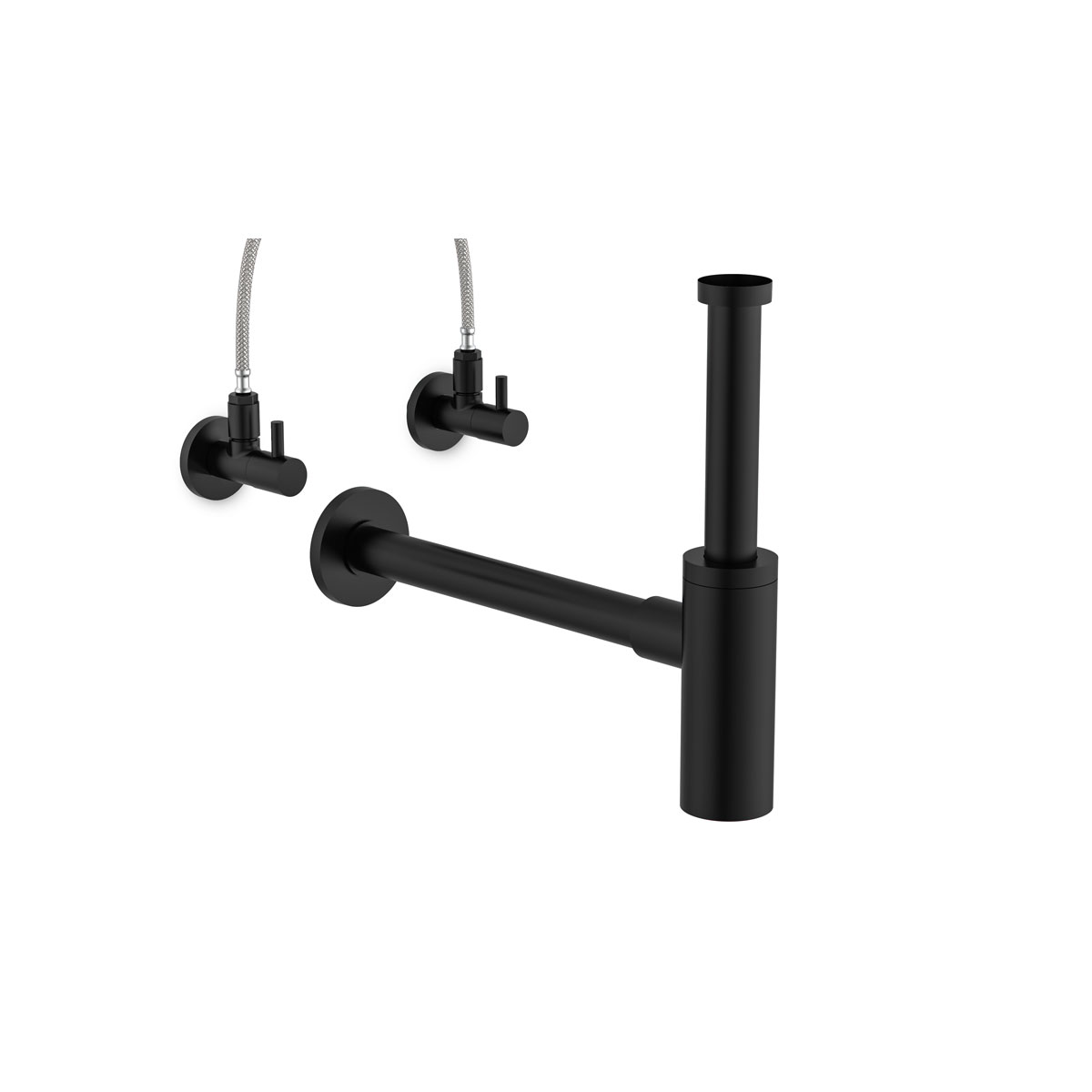 Kirchhoff Design-Eckventil schwarz 1/2" AG x 10 mm mit Rosette Bild 2