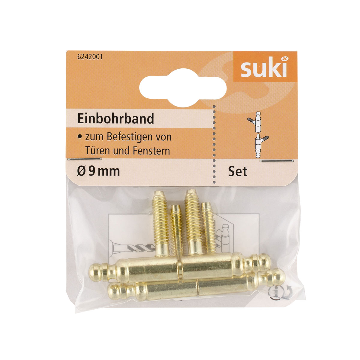Suki Einbohrband Stahl Durchmesser 0,9x Durchmesser 5,4 x 2,5 cm vermessingt 2 Stück