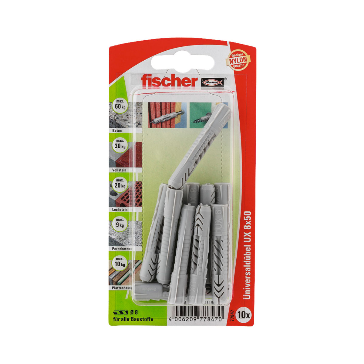 Fischer  Universaldübel UX 8 x 50 mm 10 Stück