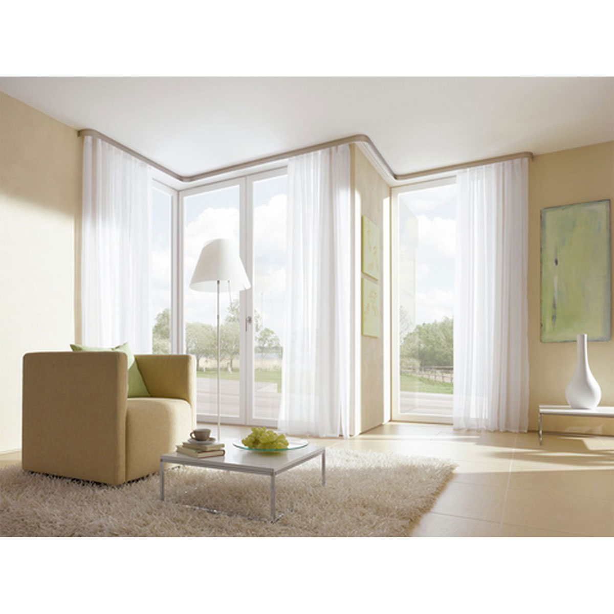 Gardinia Vorhangschiene GE2 210 cm mit Profil für Blendenbefestigung weiß Bild 6