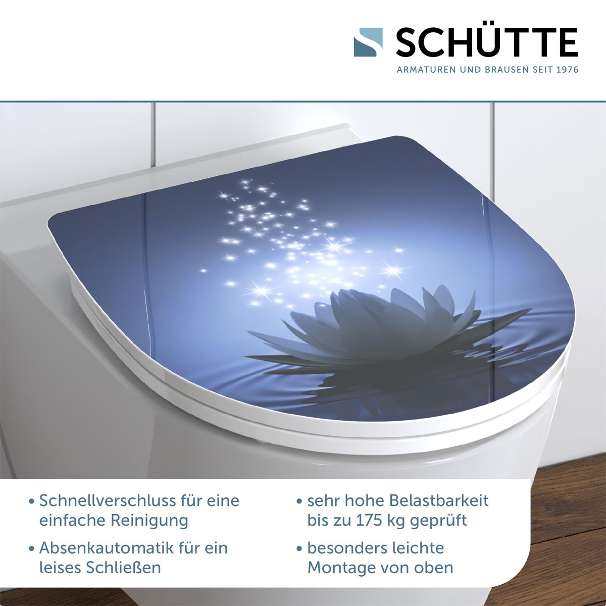 Schütte Duroplast HG WC-Sitz WATER LILY mit Absenkautomatik und Schnellverschluss Bild 8