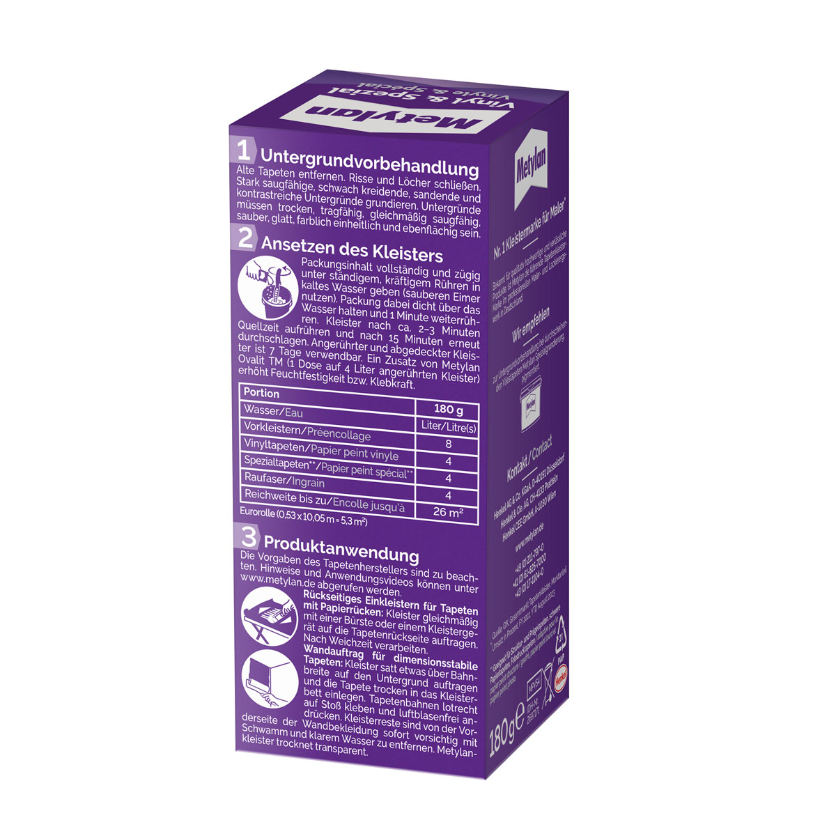 Metylan  Tapetenkleister Vinyl & Spezial 180 g Bild 2