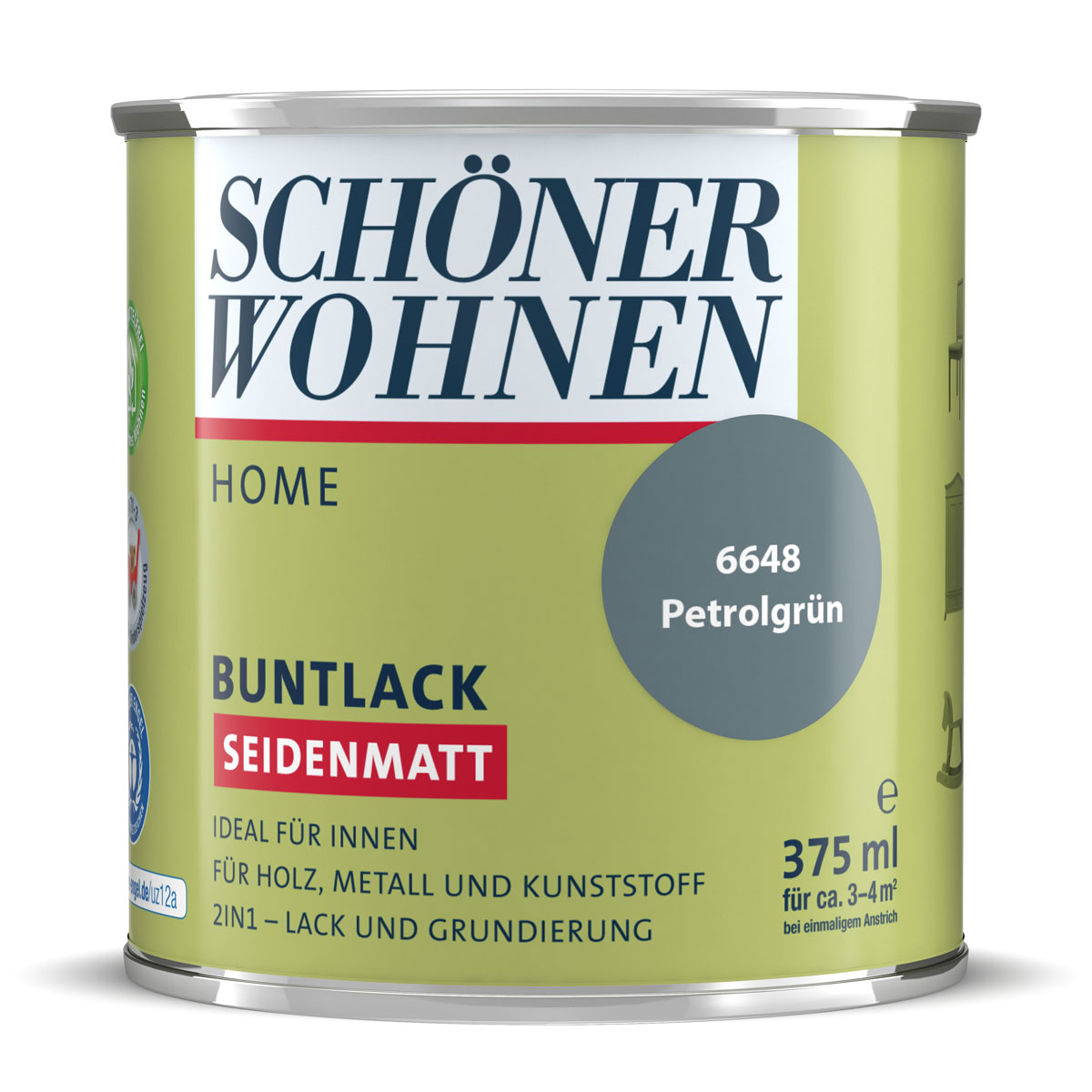 Schöner Wohnen Farbe Buntlack Home petrolgrün seidenmatt 375 ml