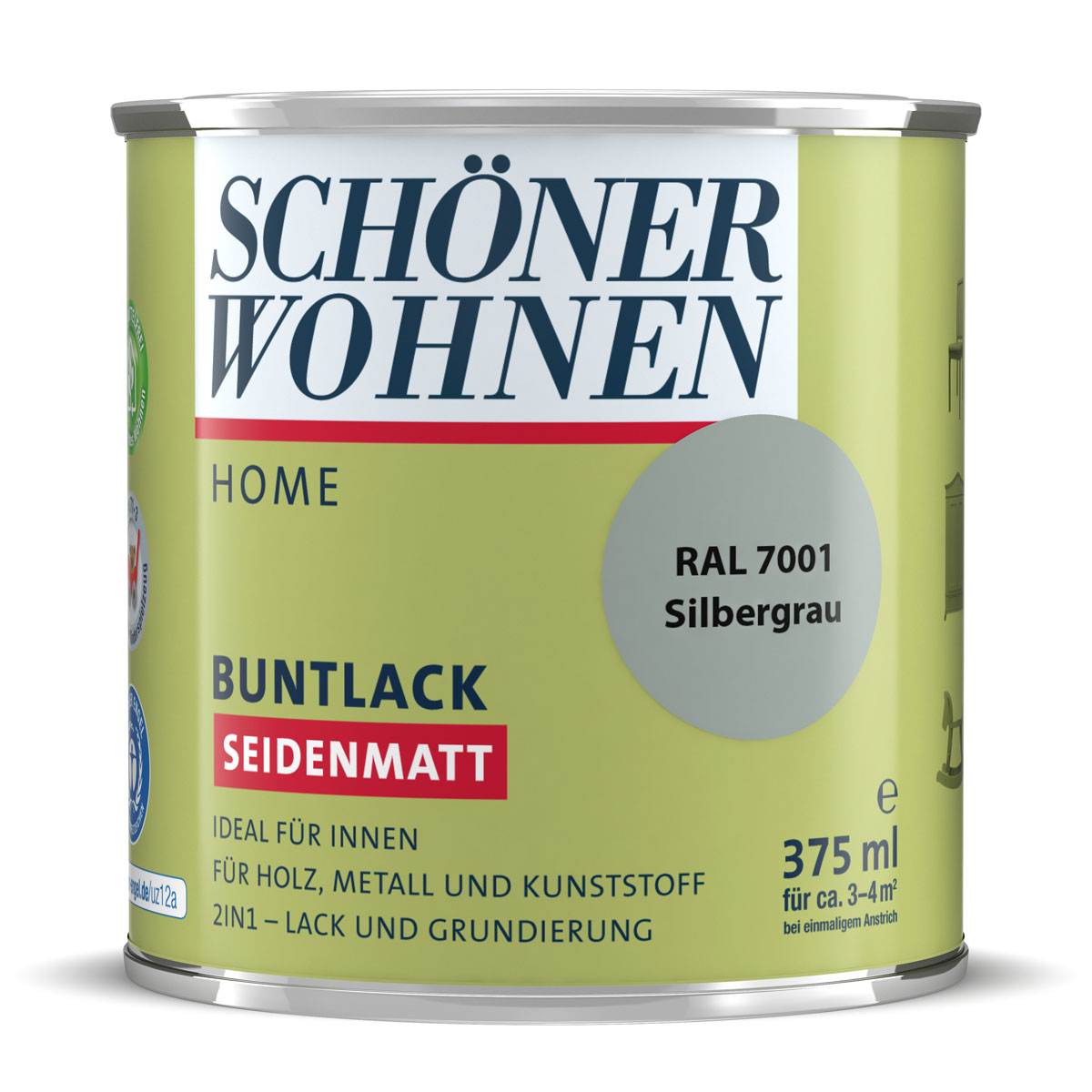 Schöner Wohnen Farbe Buntlack Home silbergrau seidenmatt 750 ml