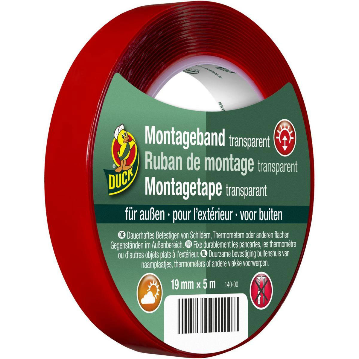 Duck Montageband für außen transparent 19 mm x 5m