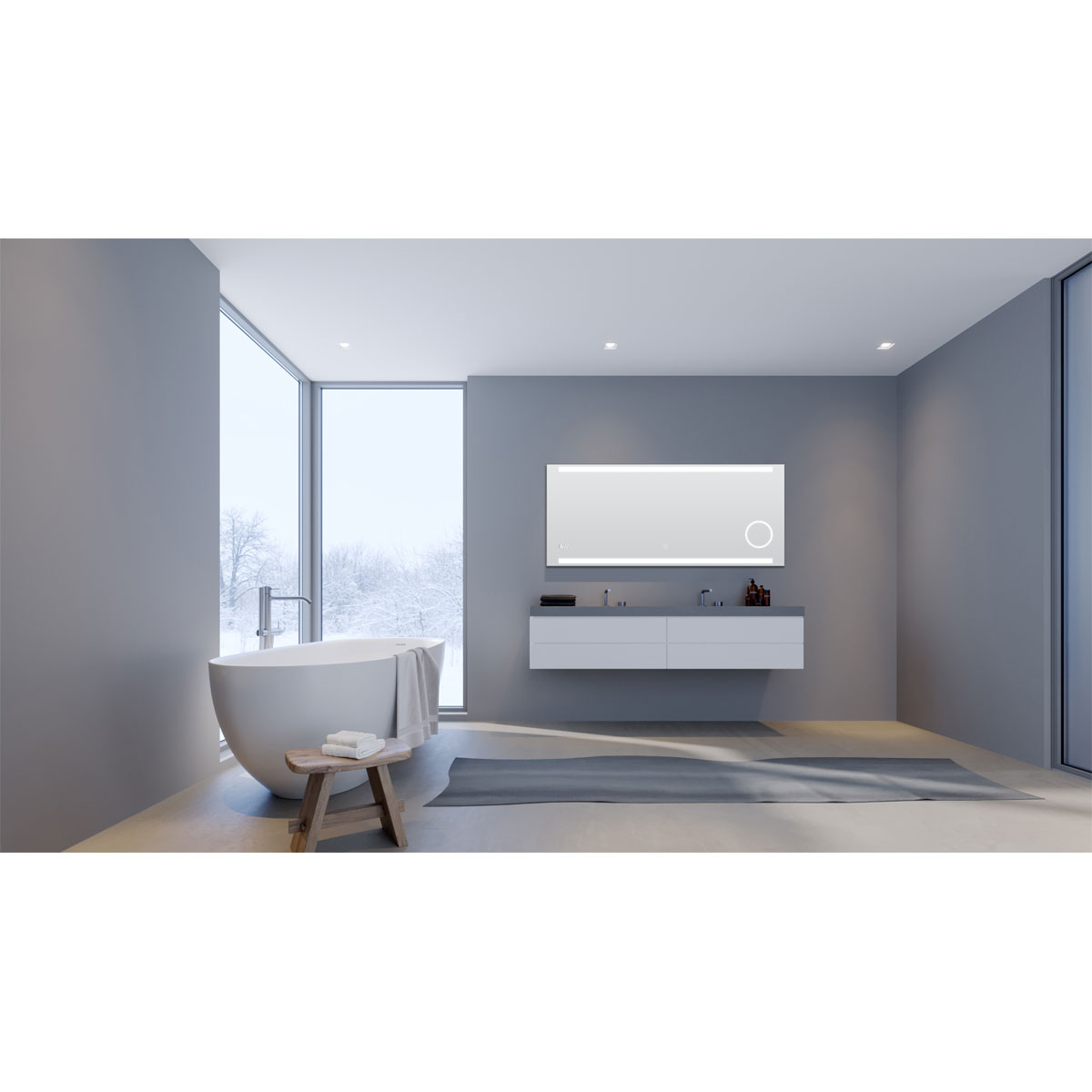 DSK  Design LED Lichtspiegel Silver Rey 140 x 60 cm Bild 3