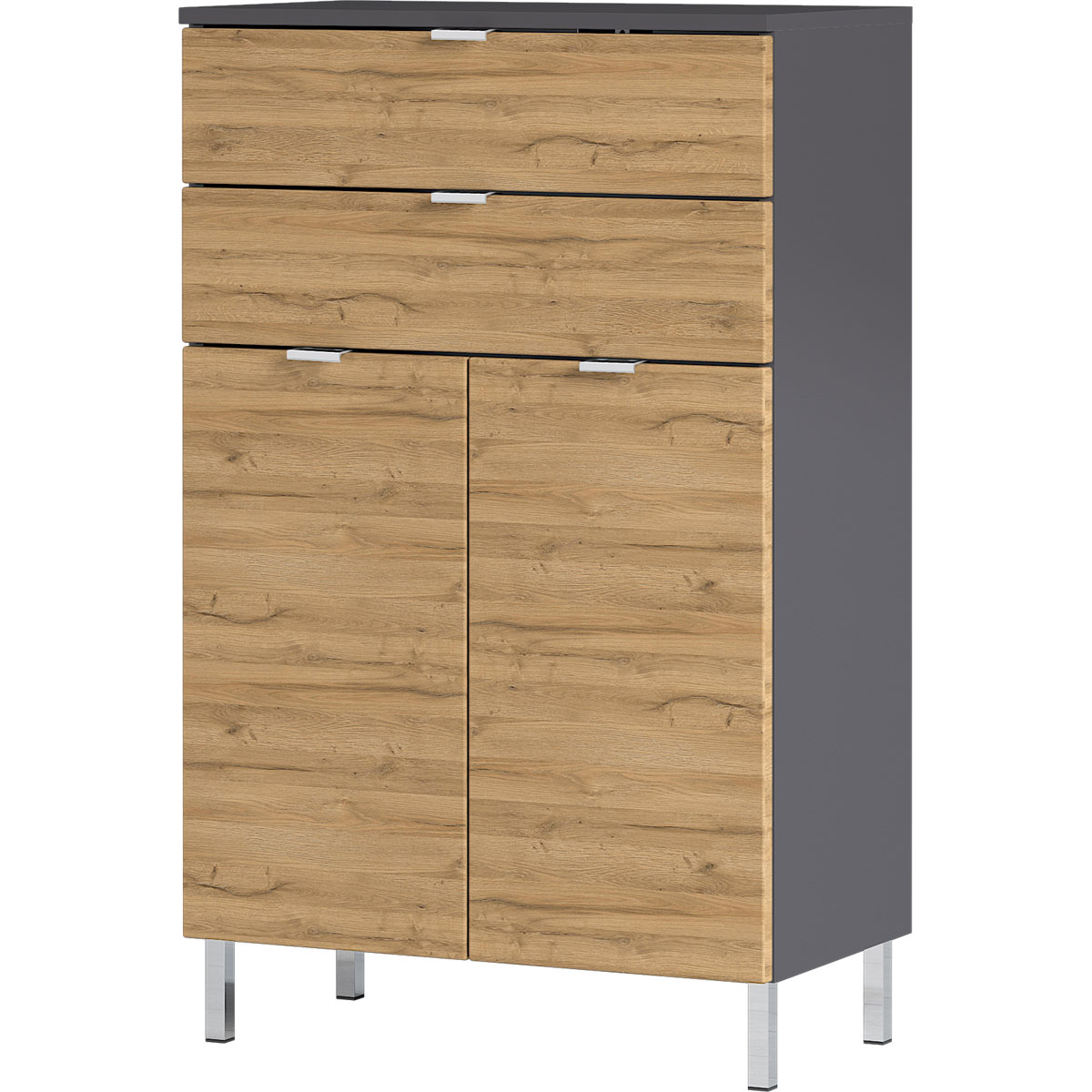 Kommode Maureen mit 2 Schubkästen 60 x 97 x 34 cm graphit/Grandson-Eiche-Nachbildung Bild 1