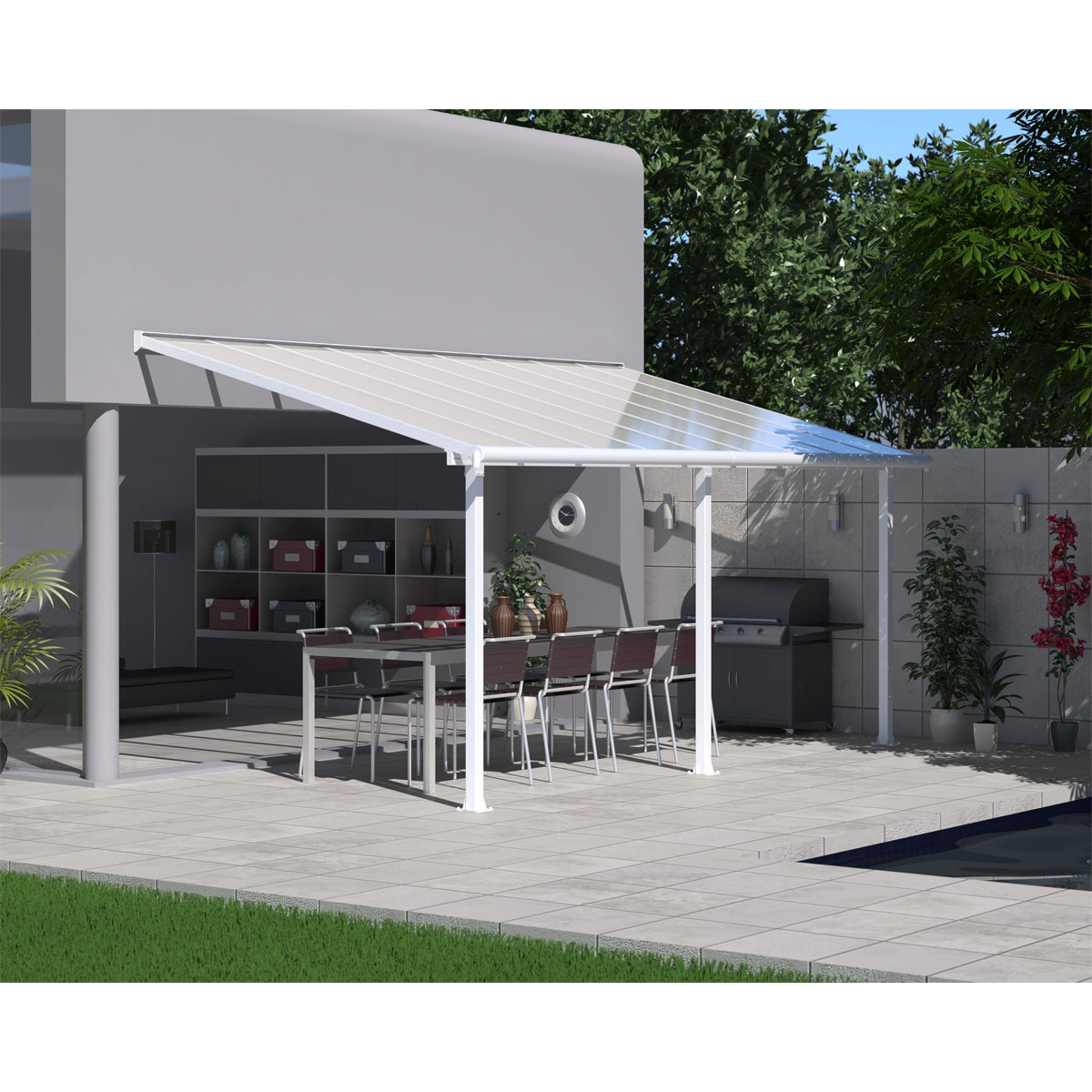 Terrassenueberdachung Olympia 3x5.46Alu Weiss 294x546cm