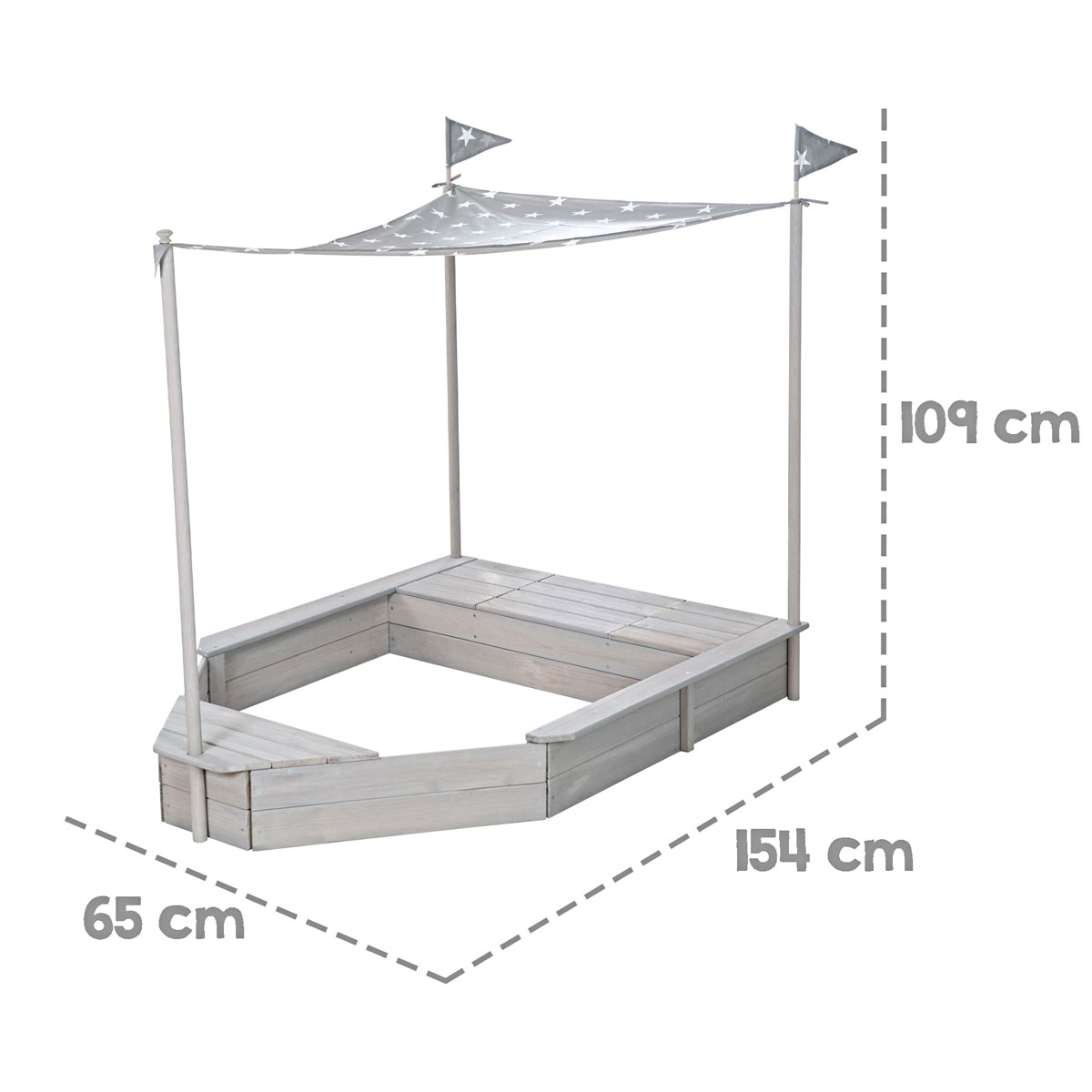 Sandkasten Boot 65 x 109 x 154 cm Bild 7