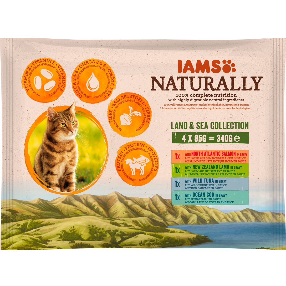 IAMS Nassfutter Naturally Katze Erwachsen Mix 4 x 85 g