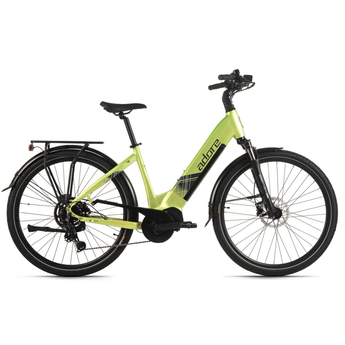 KS Cycling ADORE E-Citybike 28" Alu Cityfahrrad CX-380 Mittelmotor 85NM / 15Ah Lime Green matt