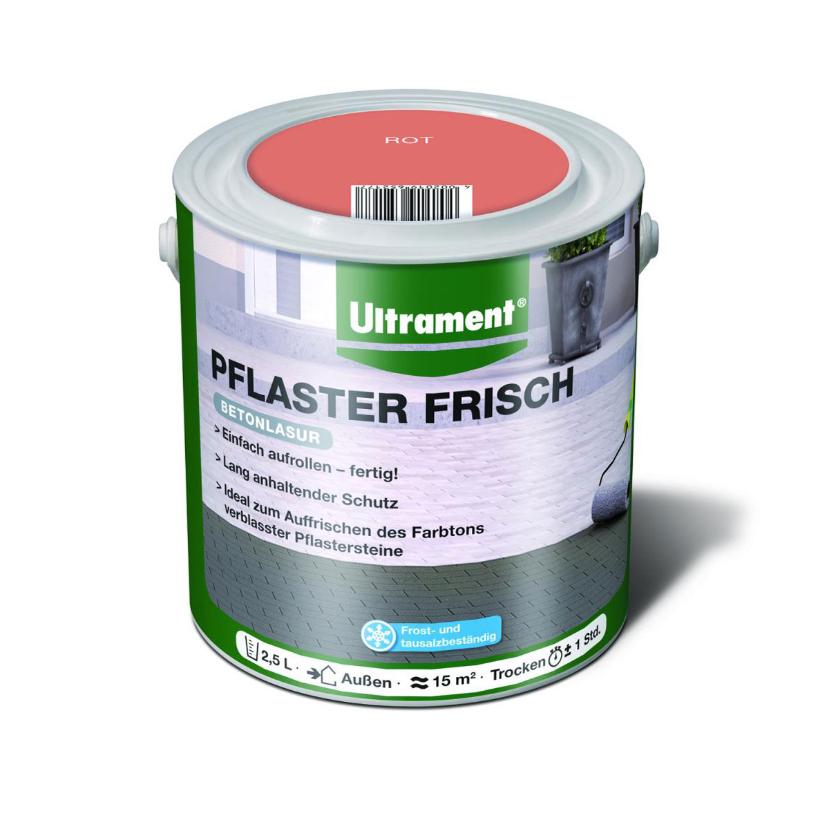 Ultrament Betonlasur Pflaster Frisch rot 2,5 L für ca 15 m² Bild 2