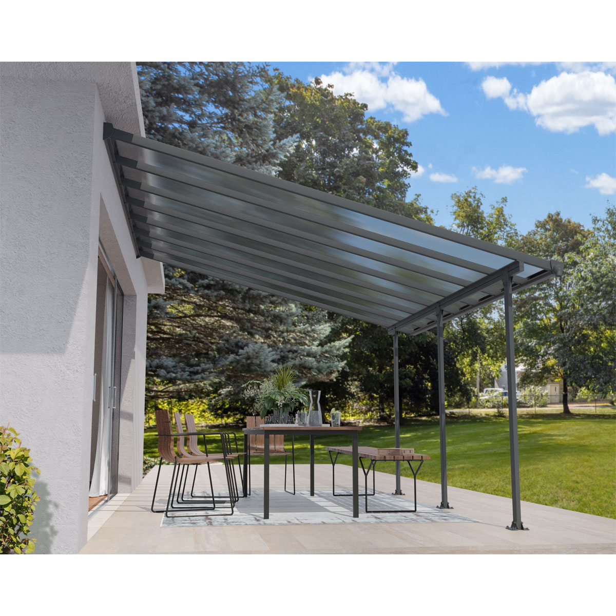 Palram Canopia Feria Alu Terrassenüberdachung Polycarbonat 4x6 m dunkelgrau Bild 3