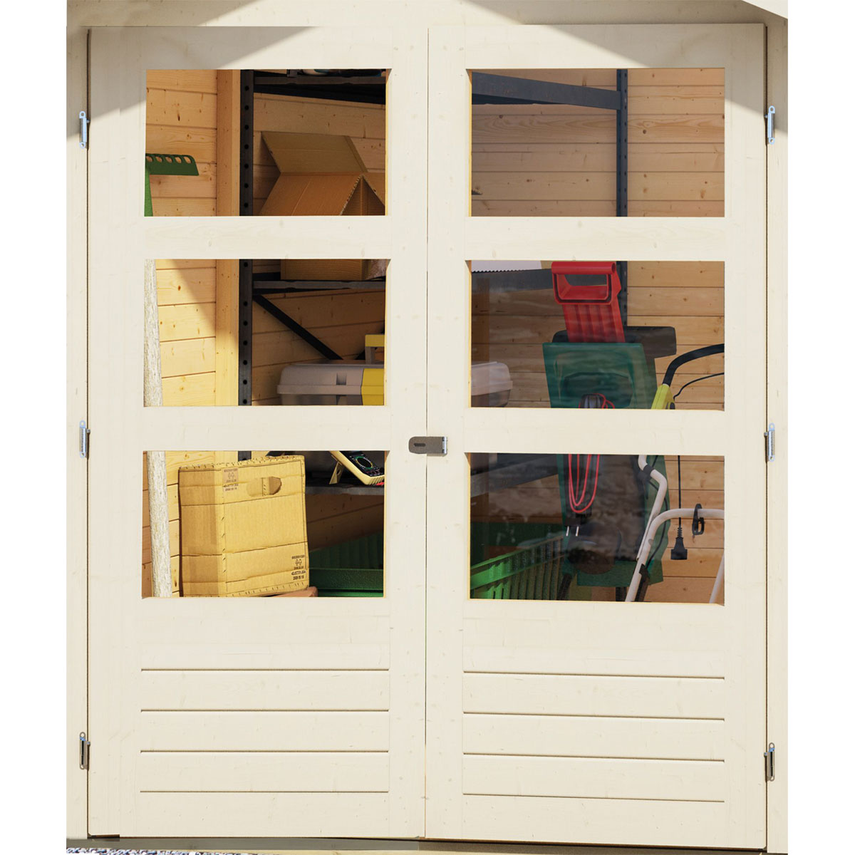 Karibu Gartenhaus Askola 4 terragrau mit Anbaudach 2.80m Bild 8