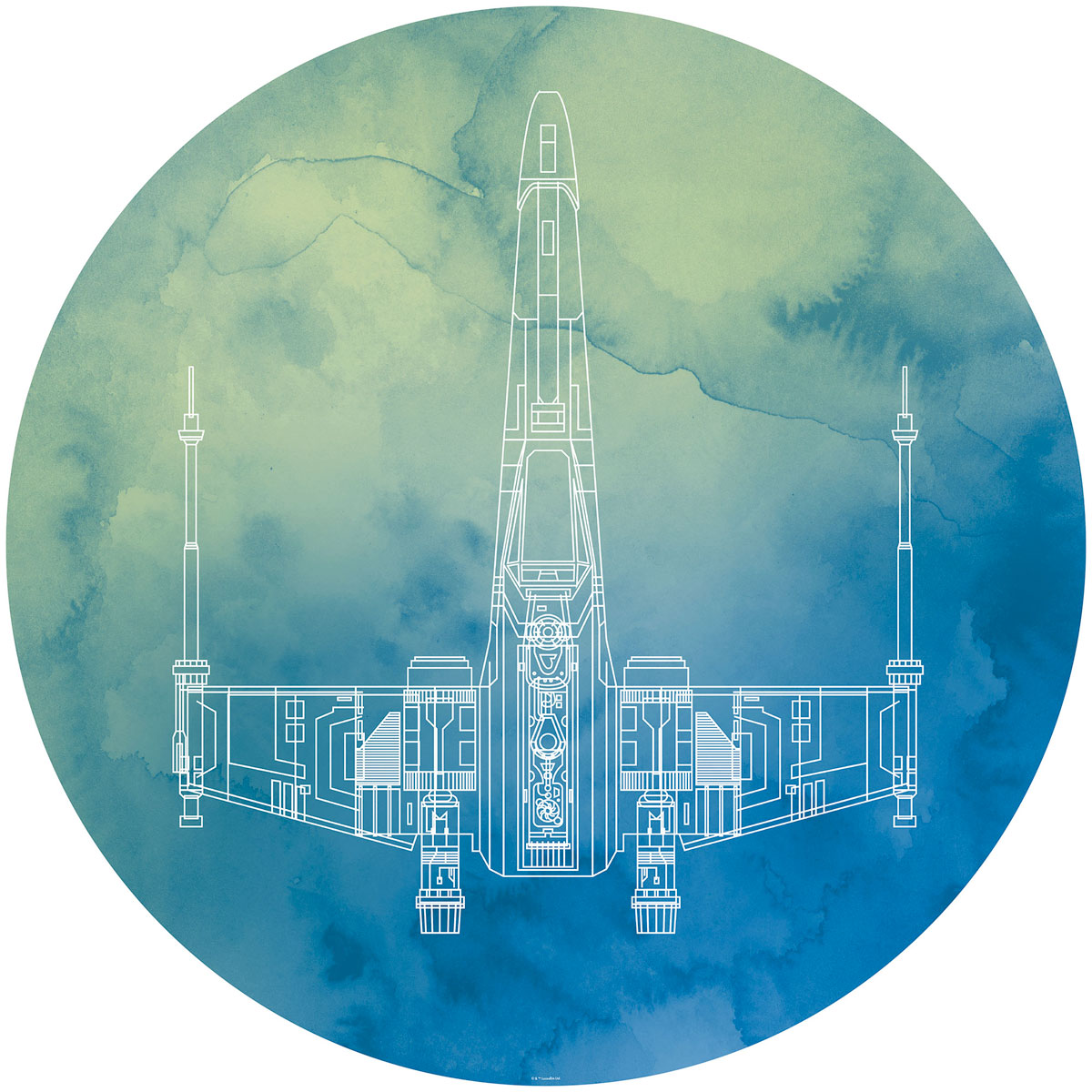 Komar  Selbstklebende Vlies Fototapete rund Star Wars X-Wing Durchmesser 125 cm Bild 2