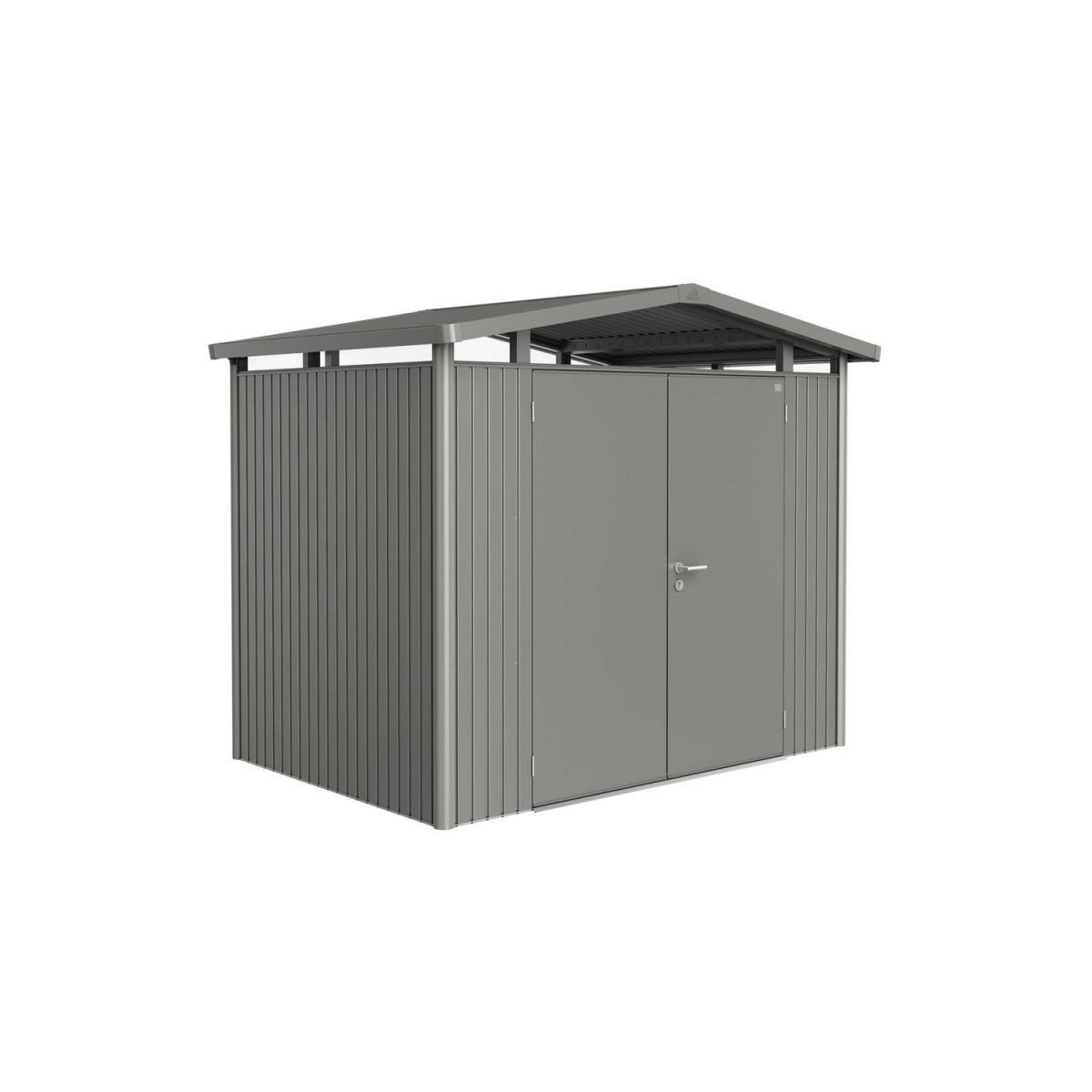 Biohort Gerätehaus Panorama Größe P2 Quarzgrau-Metallic Doppeltür