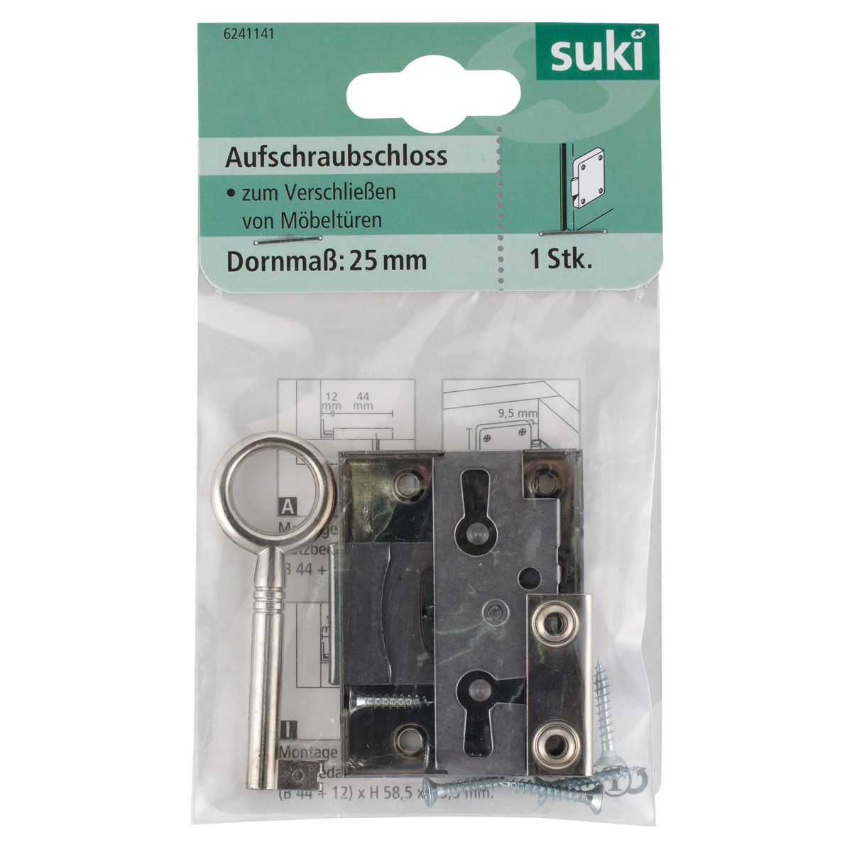Suki Aufschraubschloss gleichschließend 25 x 44 x 58,5 mm Bild 1