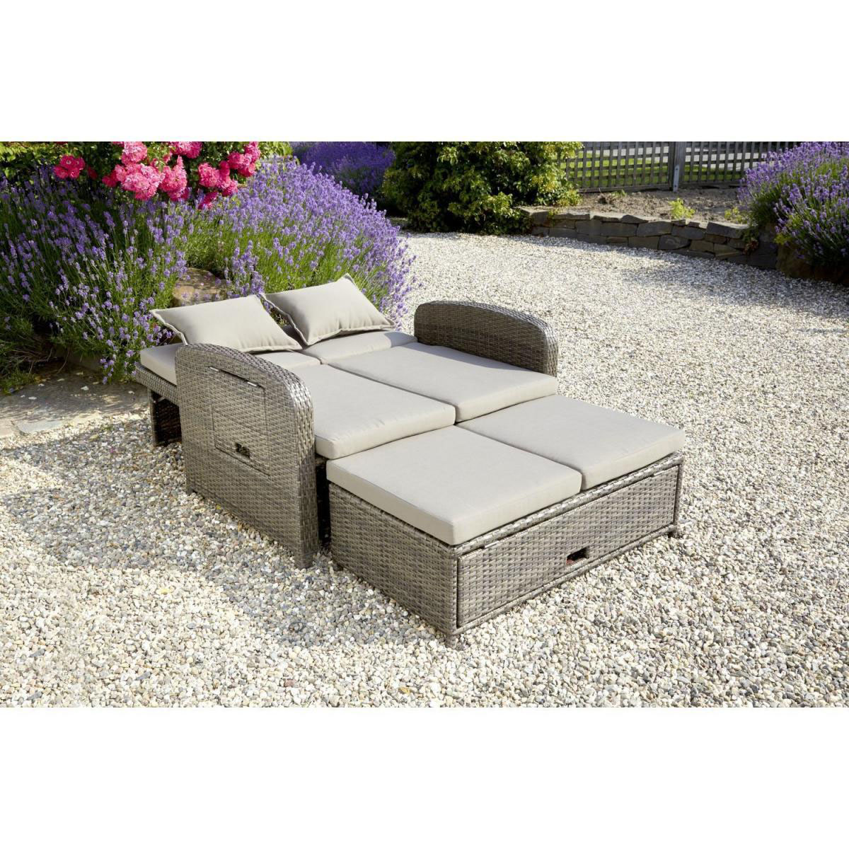 Greemotion Testrut Multifunktionssofa Bahia Rondo 121 x 86 x 99 cm Stahl/Rattan inkl Kissen Bild 5