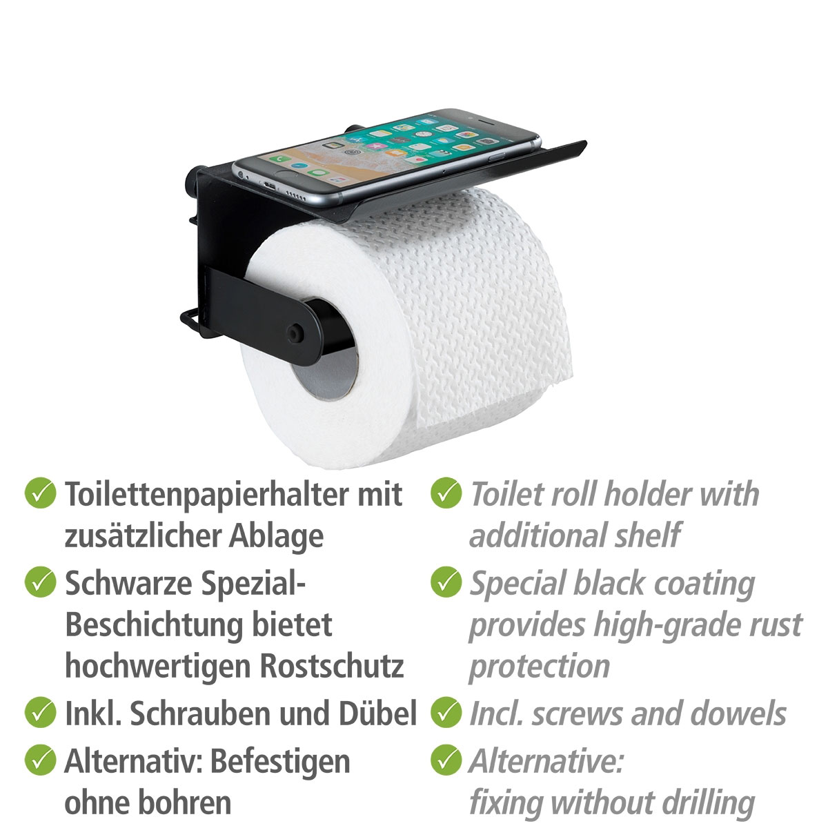 Wenko Toilettenpapierhalter Classic Plus schwarz Bild 4