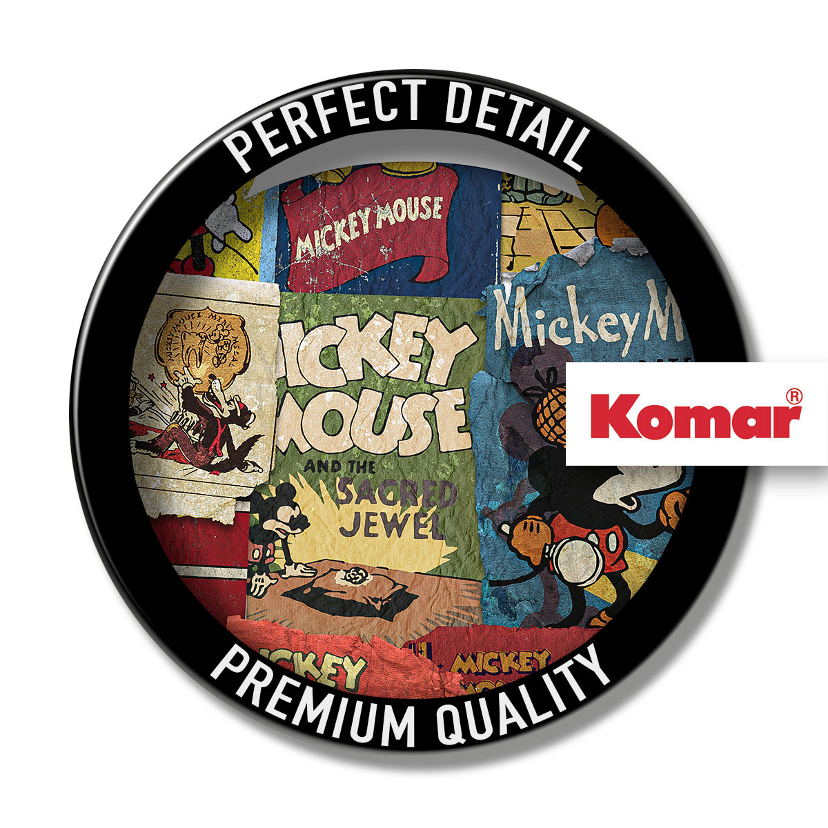 Komar  Selbstklebende Vlies Fototapete rund Mickey Head Billboard Durchmesser 125 cm