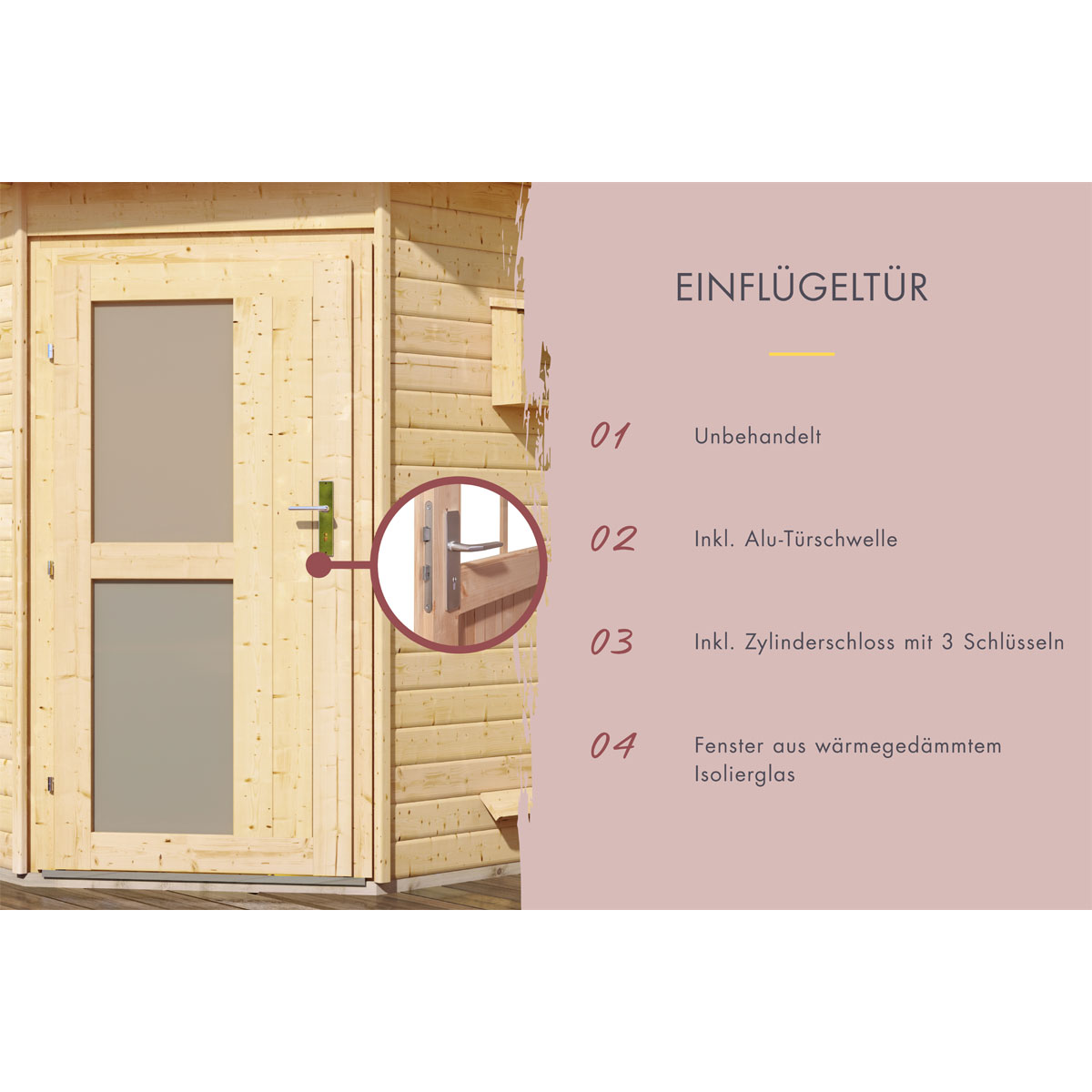 Karibu Saunahaus Mikka 38 mm 9 kW Ofen externe Strg Milchglastür Bild 6