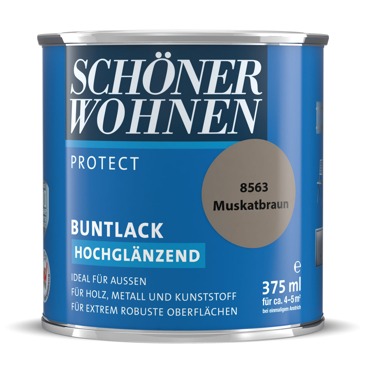 Schöner Wohnen Farbe Buntlack Protect muskatbraun hochglänzend 375 ml