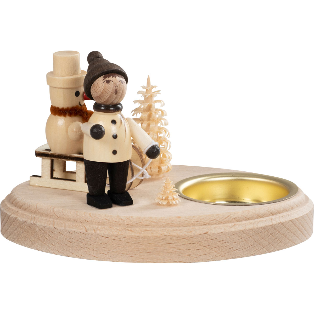 Leuchter Winterkind mit Schlitten Durchmesser 10 cm