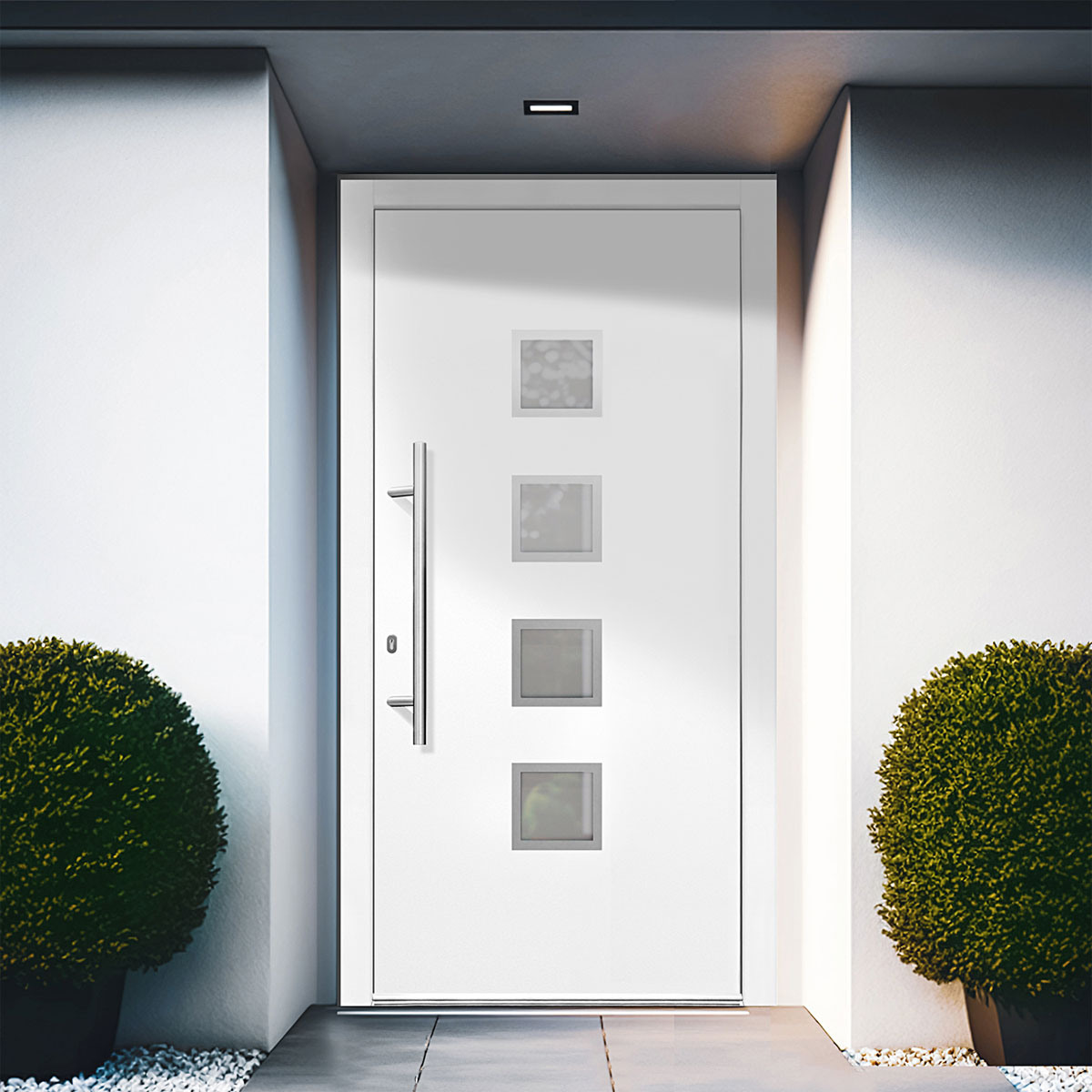 Kunststoff-Haustür Prestige KP08 DIN L weiß 110 x 210 cm Bild 2