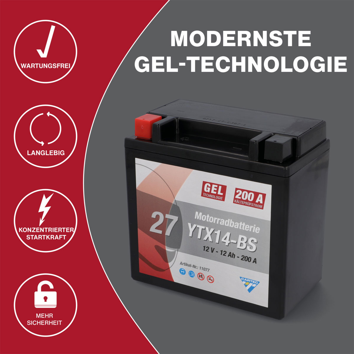 Batterie GEL YTX14-BS 14Ah 260A Bild 6