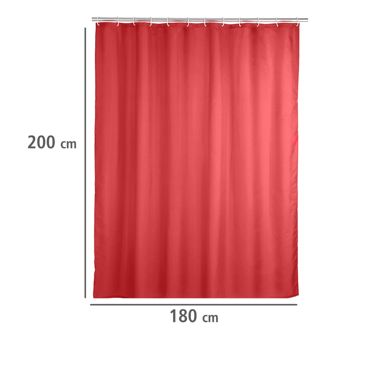 Wenko  Anti-Schimmel Duschvorhang Uni Red Textil Polyester 180 x 200 cm waschbar Bild 5