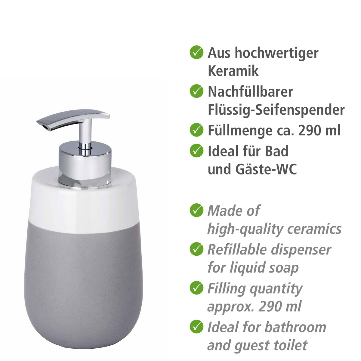 Wenko Seifenspender Malta grau/weiß 290 ml Bild 2