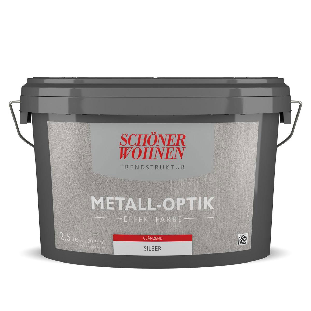 Schöner Wohnen Farbe Metall-Optik Effektfarbe Silber Glänzend 2,5 L