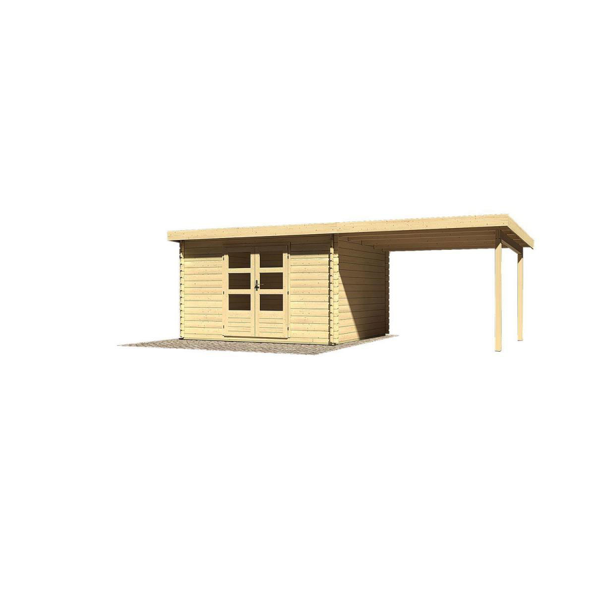 Karibu Gartenhaus Bastrup mit Schleppdach 300 cm naturbelassen 357 x 297 x 222 cm Bild 2