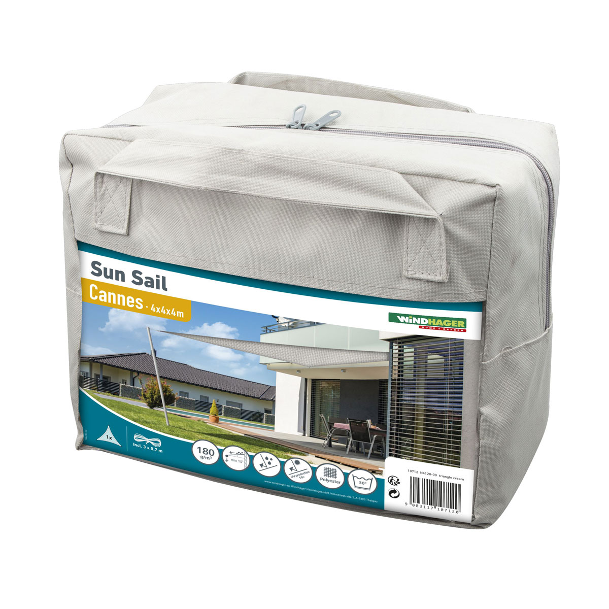 Dreieck-Segel Cannes 4 x 4 x 4 m grey Bild 4